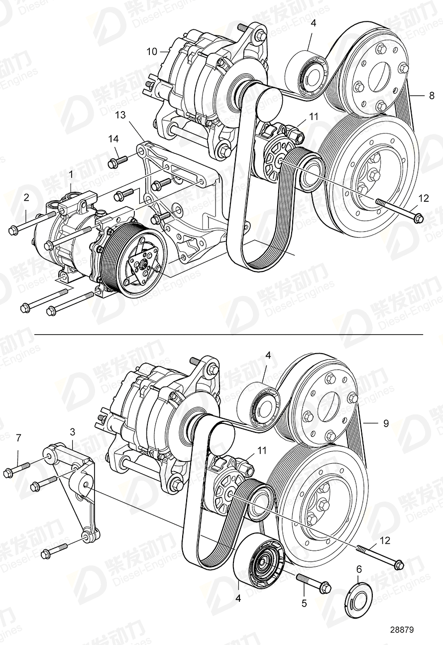 volvo penta Idler pulley 22307253 Drawing volvo penta Idler pulley 22307253 Drawing
